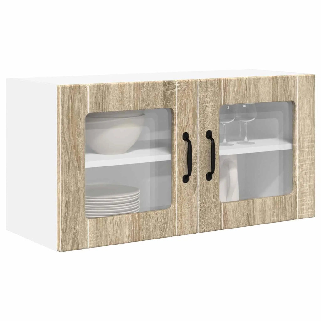Pensile da cucina | Mobile in vetro da parete PORTO Rovere Sonoma 80 x 31 x 40 cm
