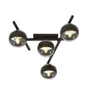 Plafoniera Moderna Teti Acciaio Nero 4 Luci E14 Ip20