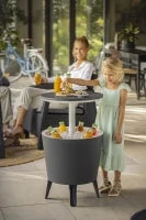 Contenitore Portaghiaccio Cool Bar con Funzione di Tavolino, 30L, Grigio, 49,5x49x5x84,5H cm