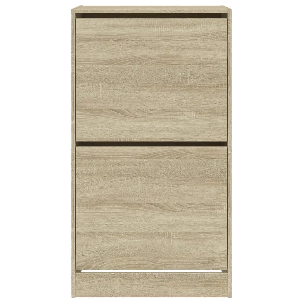 Scarpiera 2 Cassetti Ribaltabili-Scaffale per scarpe Rovere Sonoma 60x42x108 cm