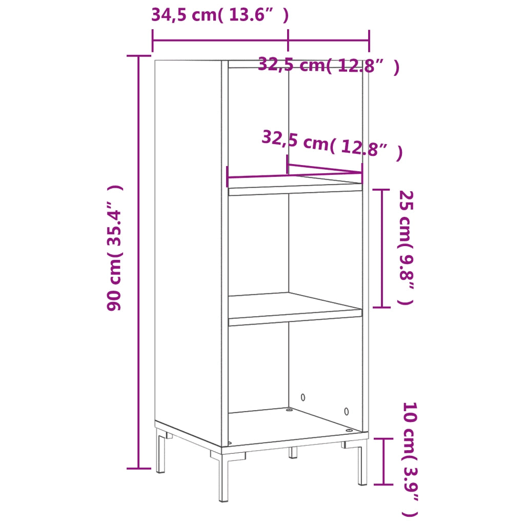 Credenza Nera 34,5x32,5x90 cm in Legno Multistrato 828733