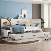 Divano letto 204.5x117.4x91.5 cm con letto estraibile; pannelli truciolari e MDF; bianco