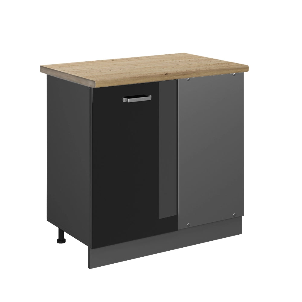 Vicco Mobile ad angolo cucina Nero lucido 86 cm , PL Rovere