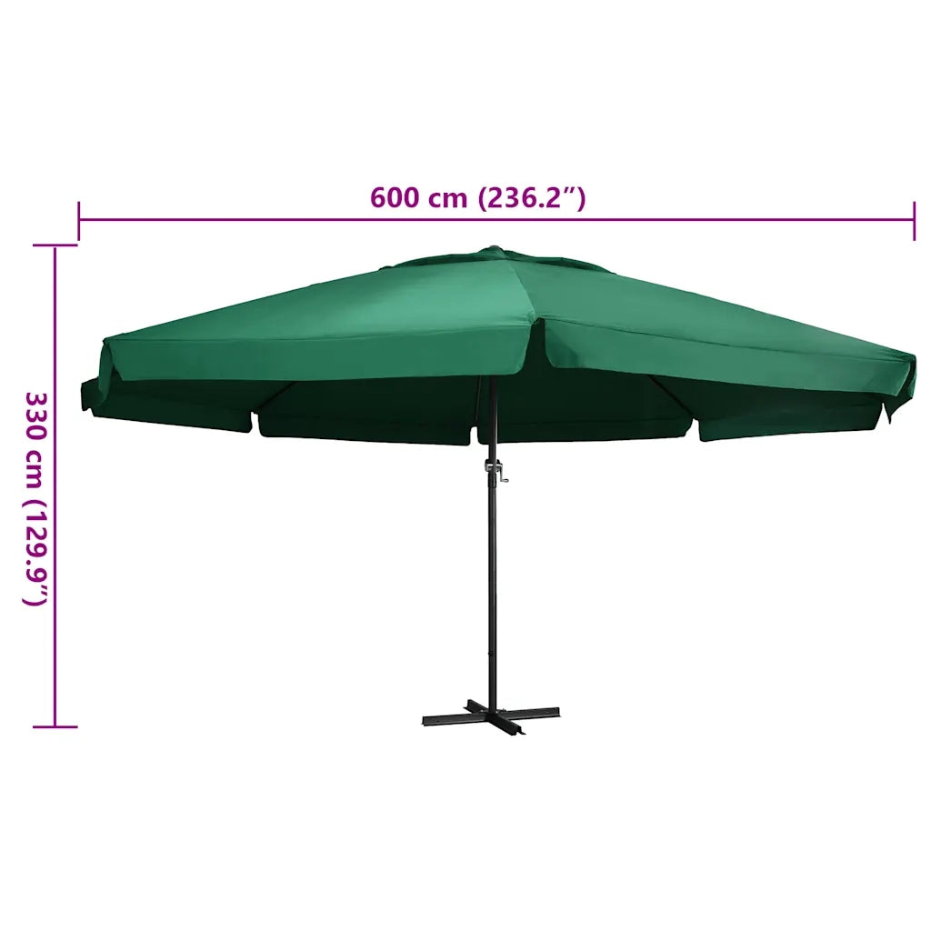 Ombrellone da Esterni con Palo in Alluminio 600 cm Verde  cod mxl 47876