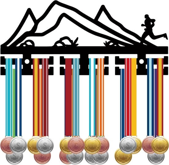 Display per Medaglie - Supporto per Medaglie in Acrilico per Corsa a Lunga Distanza - Medaglie da Parete - Appoggio per Medaglie con Fili per Campioni di Maratona