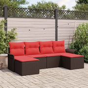 Set Divano da Giardino con cuscino 6 pcs Marrone polyrattan