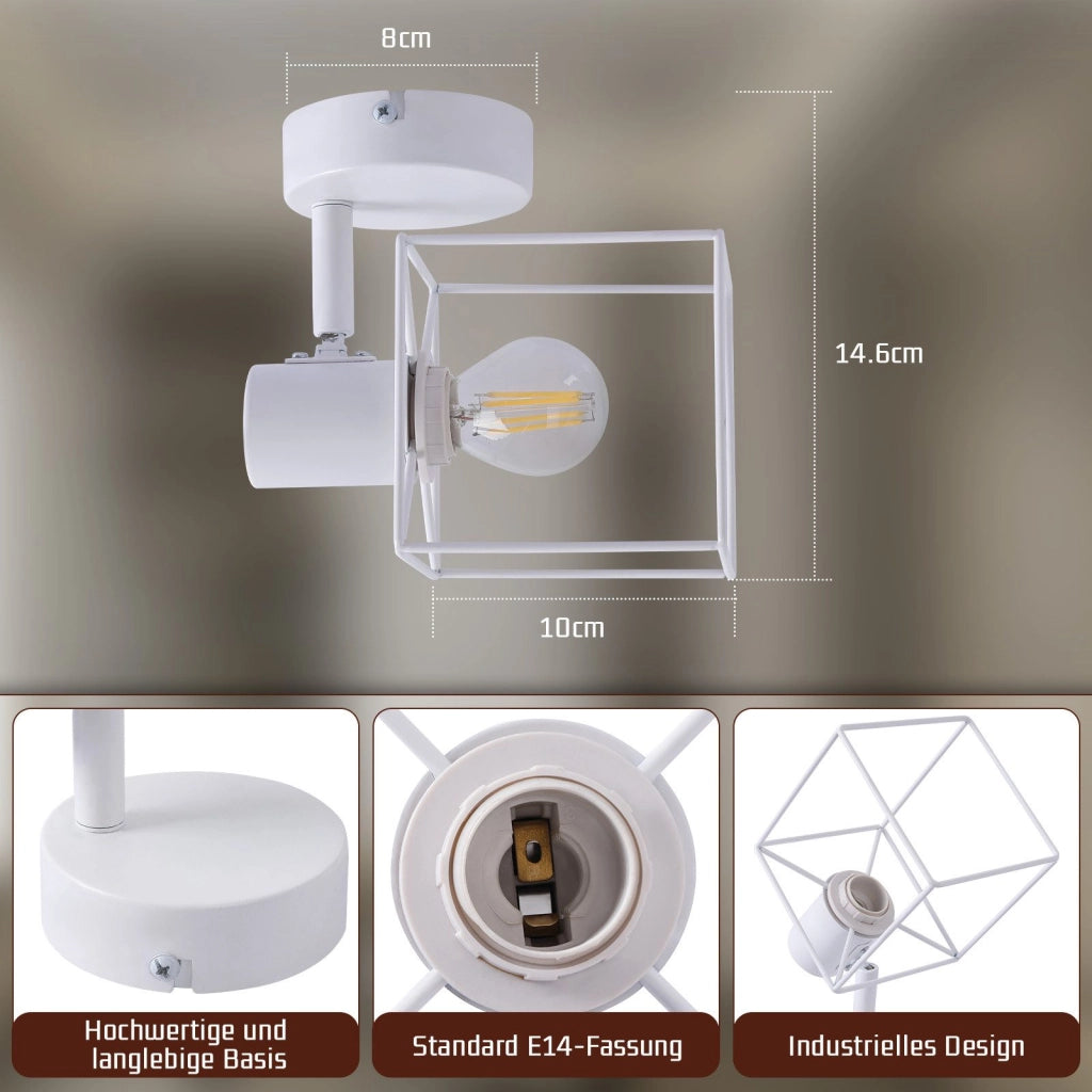 ZMH Faretto da soffitto 1 fiamma E14 plafoniera orientabile 350° metallo vintage soggiorno