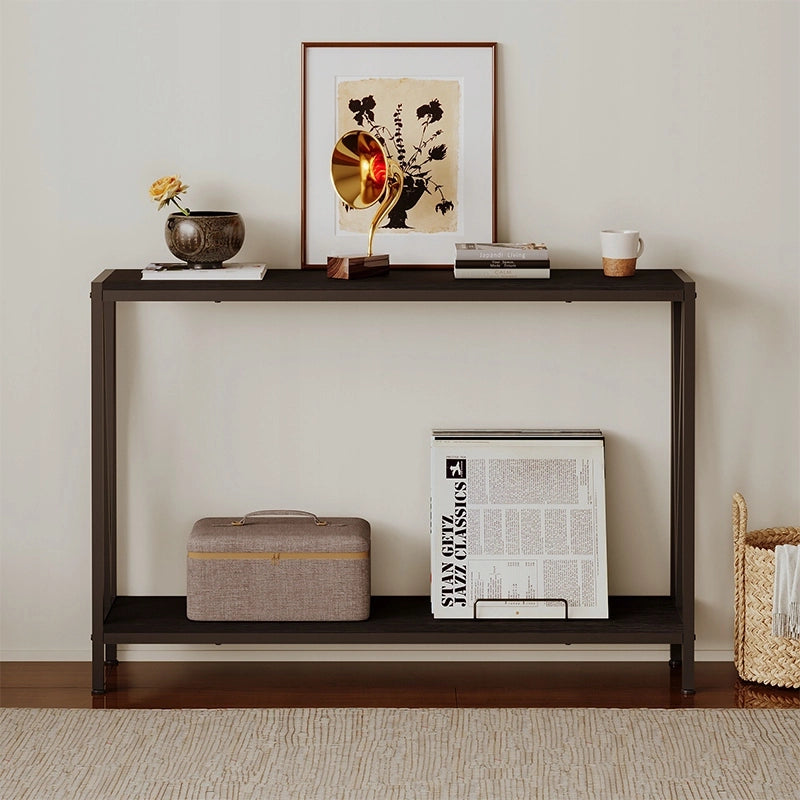 Consolle marrone scuro, tavolino da ingresso con ripiano, spaziosa, alta, 76 cm