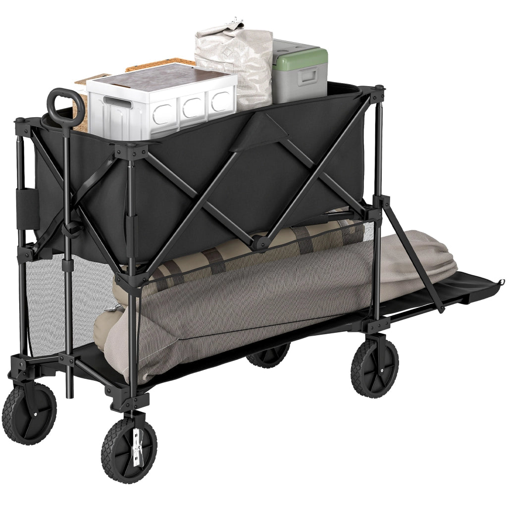 Carrello da Giardino ¨C zephmum ¨C 200 kg Capacit¨¤, 369.5 Litri, 2 Livelli, Nero