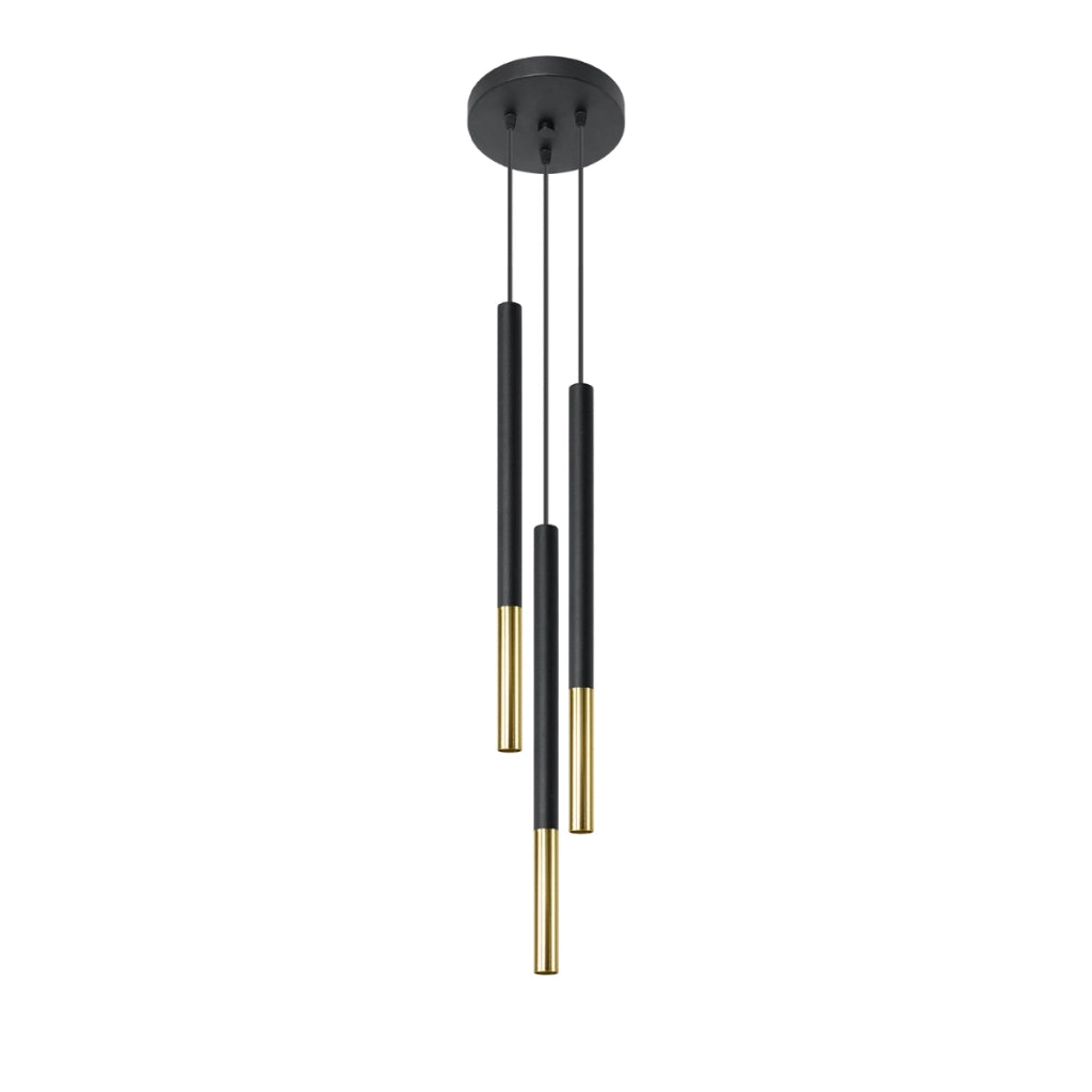Lampada moderna in acciaio tubolare Mozaica Ocean Green Nero Oro 3x8W G9