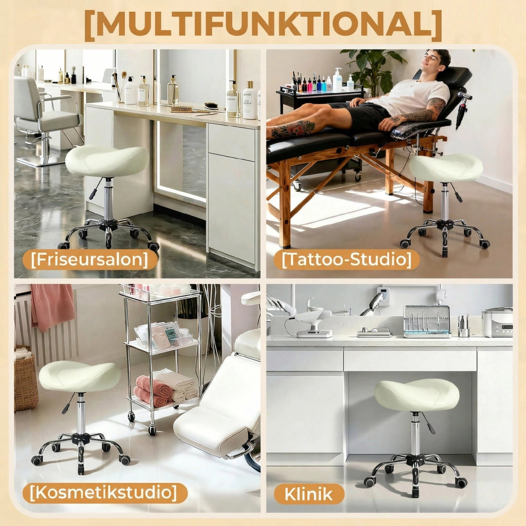 Sgabello girevole regolabile in altezza ¨C Xylo ¨C Similpelle crema per spa, massaggi e tattoo