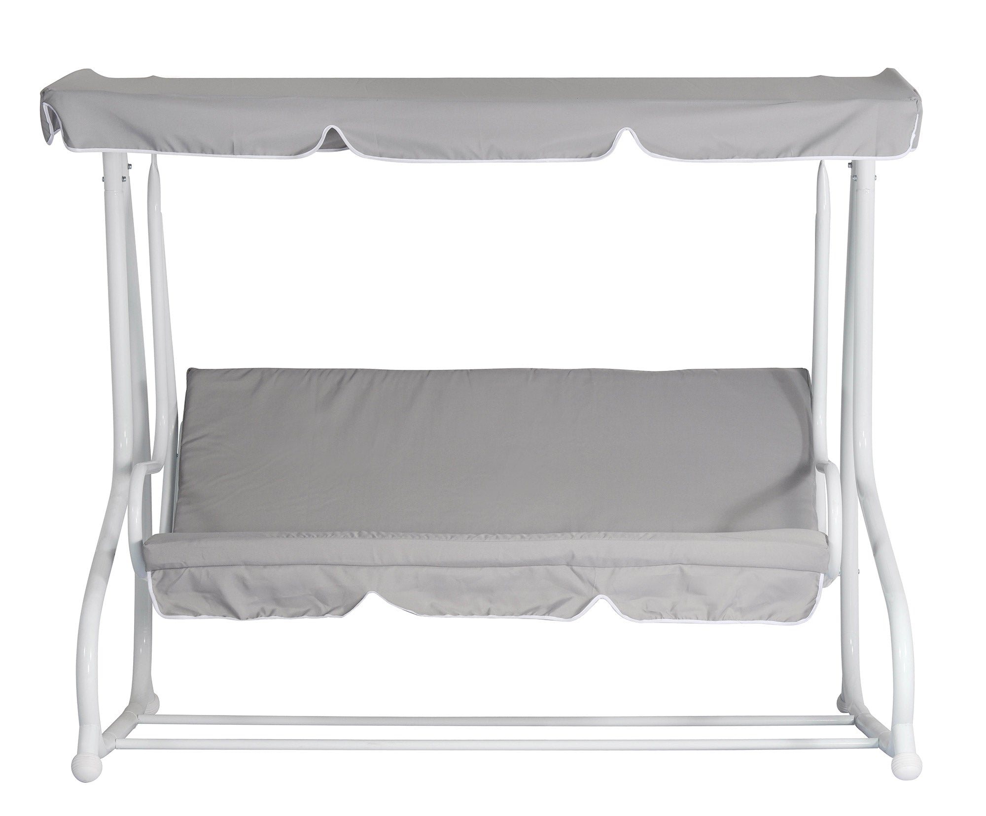 Dondolo 3 Posti da Giardino 200x125x166 cm in Ferro e Poliestere Grigio Chiaro