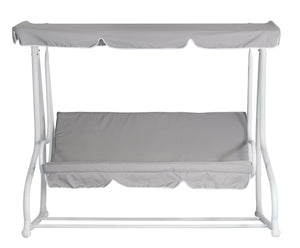 Dondolo 3 Posti da Giardino 200x125x166 cm in Ferro e Poliestere Grigio Chiaro