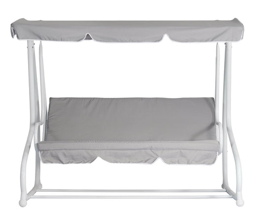 Dondolo 3 Posti da Giardino 200x125x166 cm in Ferro e Poliestere Grigio Chiaro