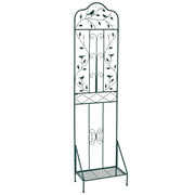 Traliccio da giardino in metallo autoportante 50 x 30 x 189,5 cm con ripiano pieghevole e dispositivo antiribaltamento in metallo verde 20_0018164