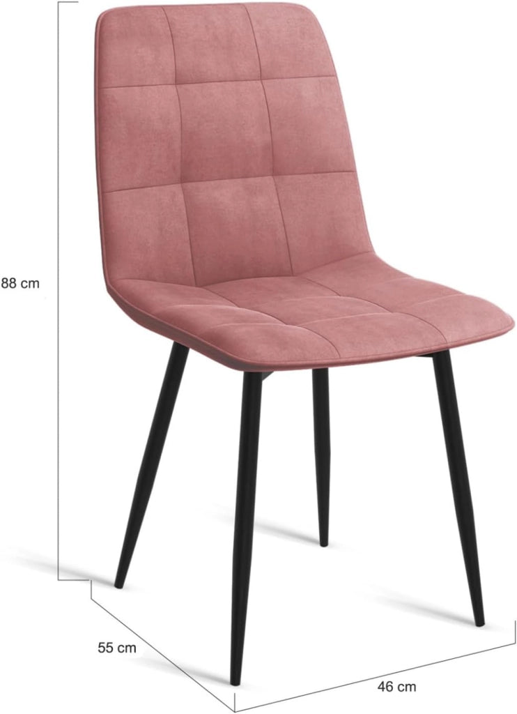 Set di 6 sedie in velluto misto MILA blu pastello x2, grigio scuro x2, grigio chiaro e rosa