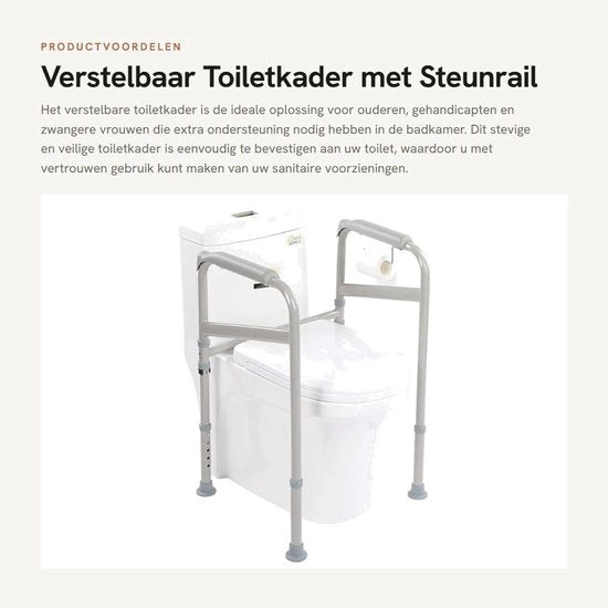 Supporto per la toilette adattabile 65-86cm - Sedia per la doccia - Supporto per la toilette senza perforazione - Supporti per la toilette per anziani - Barra di sicurezza - Supporti per braccio con attrito antiscivolo