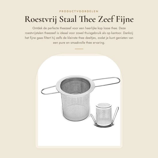 Set di filtri per tè in acciaio inossidabile - Set di setole fini - Manubrio pieghevole - Filtro per tè in polvere - Adatto per tazze e teiere - Resistente alla corrosione
