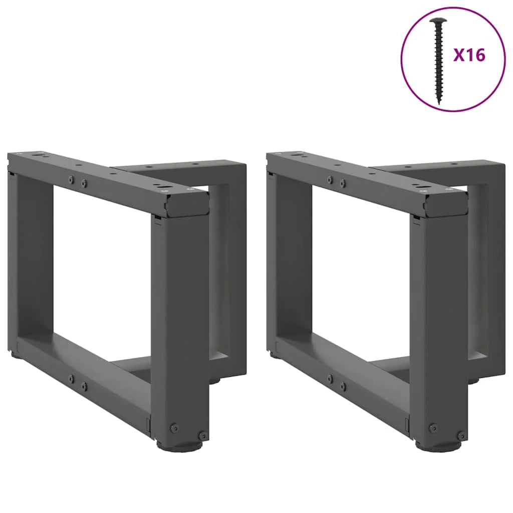 Set di 2 gambe per tavolino a forma di T 40 x 25 x 30 cm supporti robusti design moderno in acciaio antracite 02_0057276