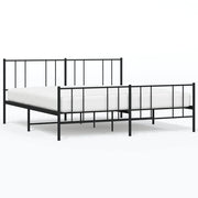 Letto matrimoniale | Letto per adulti | Giroletto con Testiera e Pediera Metallo Nero 200x200 cm