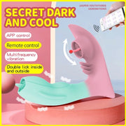 Pompa a calore per lingua con telecomando a distanza interattivo esterno a due colori vibratore fallico per donna portatile silenzioso giocattolo sessuale