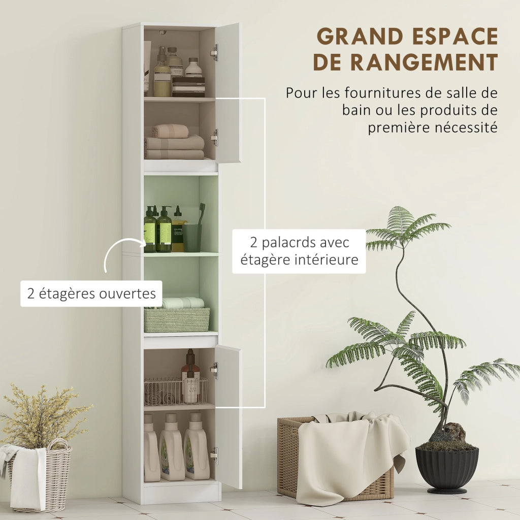 Colonna bagno con 2 ante e 2 ripiani aperti ¨C zephmum ¨C bianco 30x24x170 cm