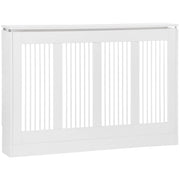 Copritermosifone a Doghe 120x18x84 cm in MDF e Acciaio Bianco