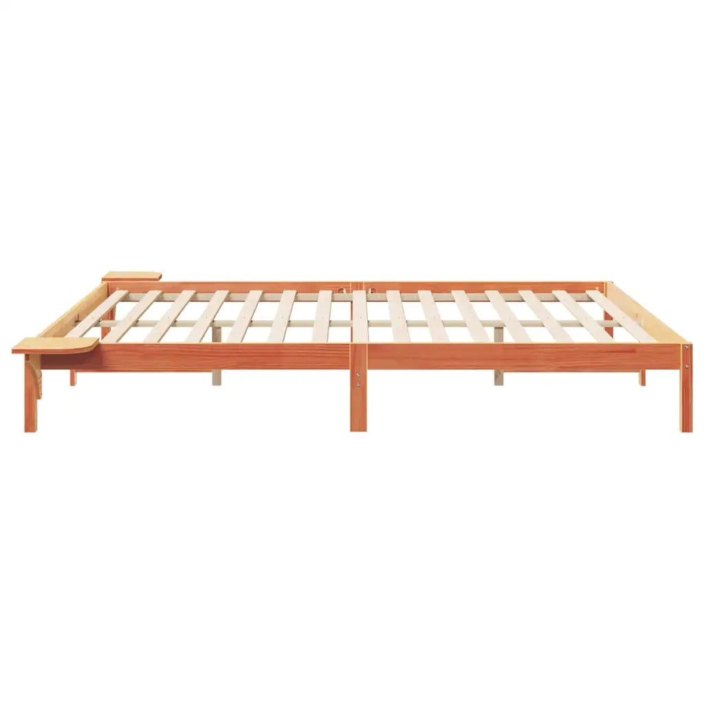 Letto con Tavolini Laterali Marrone cerato 200 x 220 cm