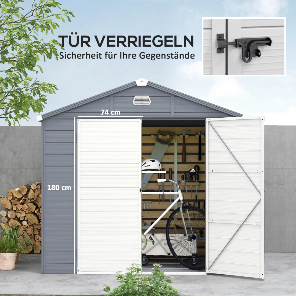CASSETTA DA GIARDINO 240 x 190 x 228 cm Plastica Grigio con finestra