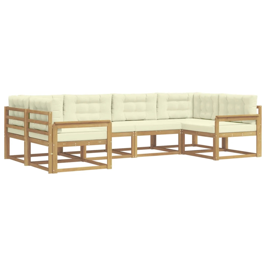 Set di divani da esterno con cuscino 6 pcs Bianco e Crema