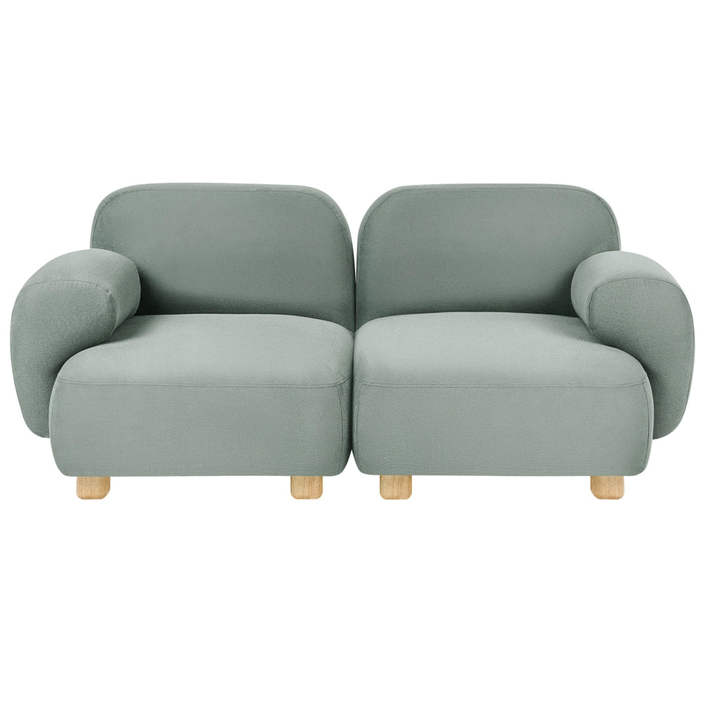 Divano componibile a 2 posti in tessuto due moduli angolari gambe in legno verde chiaro stile moderno