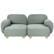 Divano componibile a 2 posti in tessuto due moduli angolari gambe in legno verde chiaro stile moderno