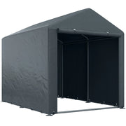 Tenda Garage 160x218x172 cm Grigio Scuro con Telo PE UV, Telaio Zincato e Porta con Cerniera