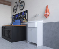 Mobile Lavanderia in PVC 54x26x80 cm 2 Ante per Interno ed Esterno Forlani Clear Bianco