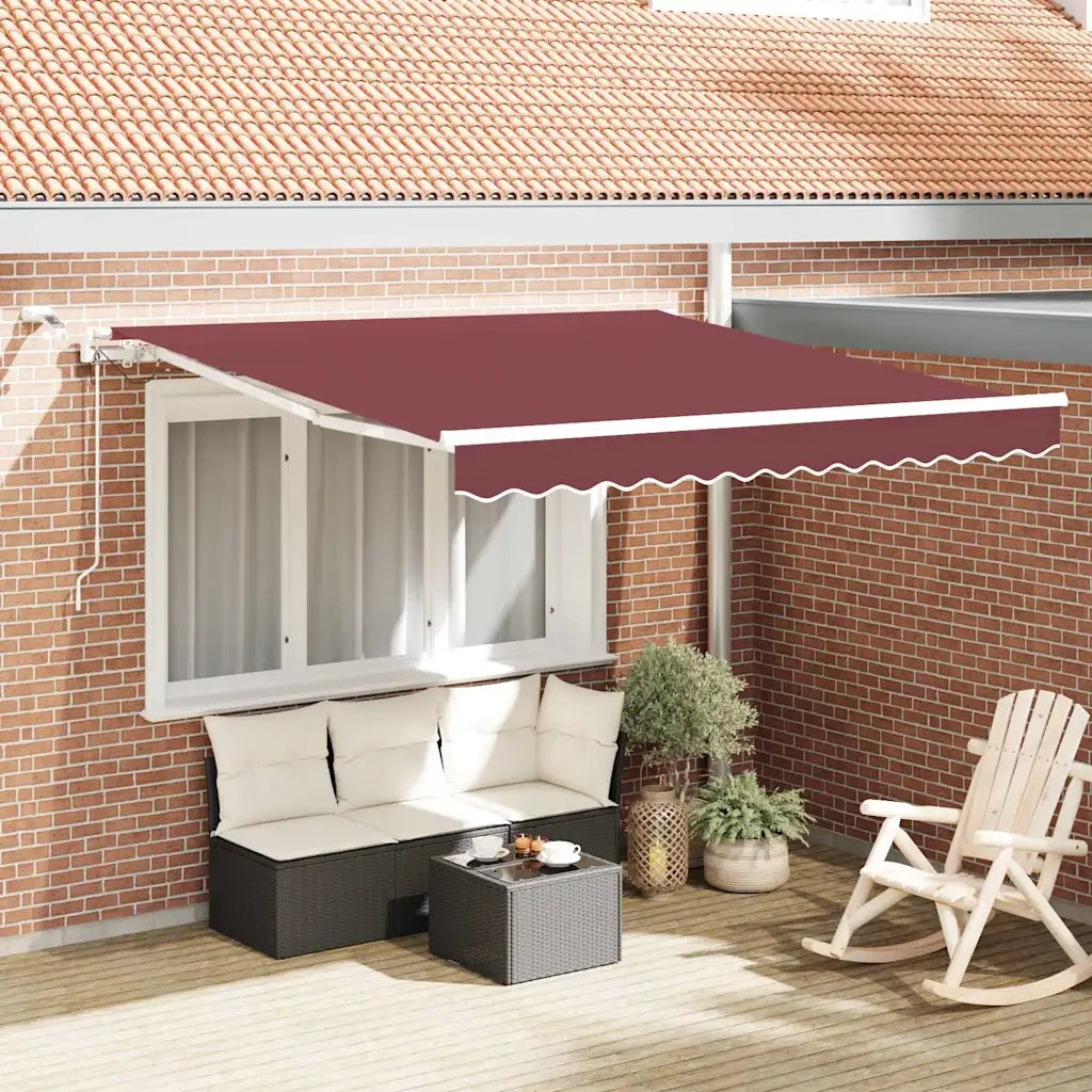 vidaXL Tenda da Sole Retrattile Automatica con LED Bordò 300x250 cm
