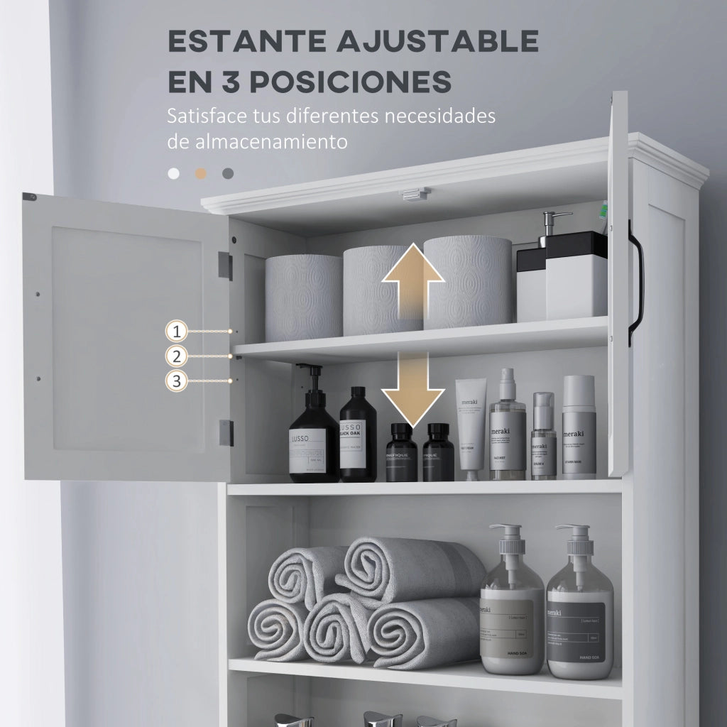 Mobile Bagno Sospeso con Ante e Ripiani ¨C Zephmum ¨C 66x23x178 Bianco