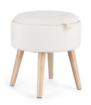 Sgabello Contenitore Ø 39x42,5 cm Zoya in Bouclè Bianco