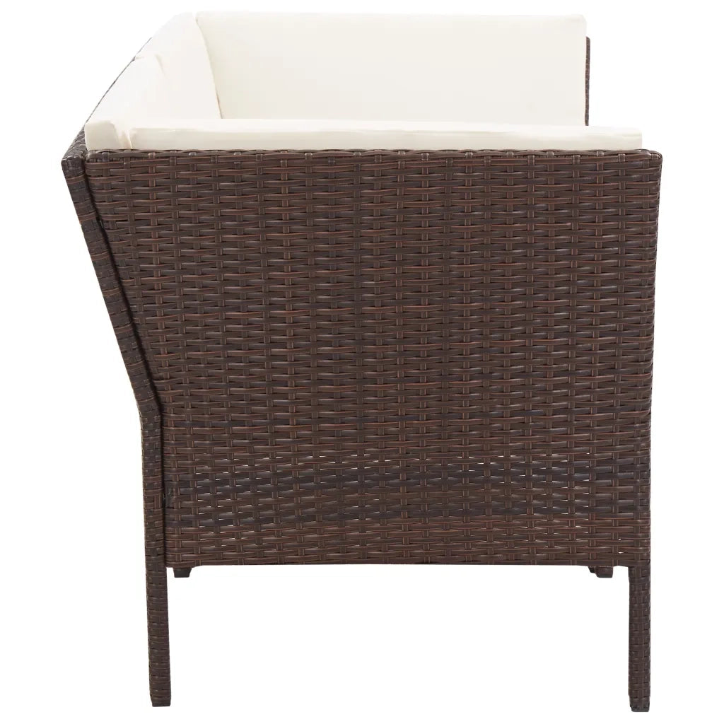 Set Divani da Giardino 6 pz con Cuscini in Polyrattan Marrone 48947