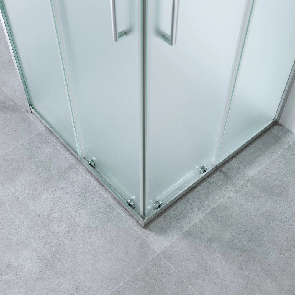 Box Doccia 3 Lati 80x80x80 Cm H185 cm vetro Opaco 6 mm Apertura Scorrevole| Kiro