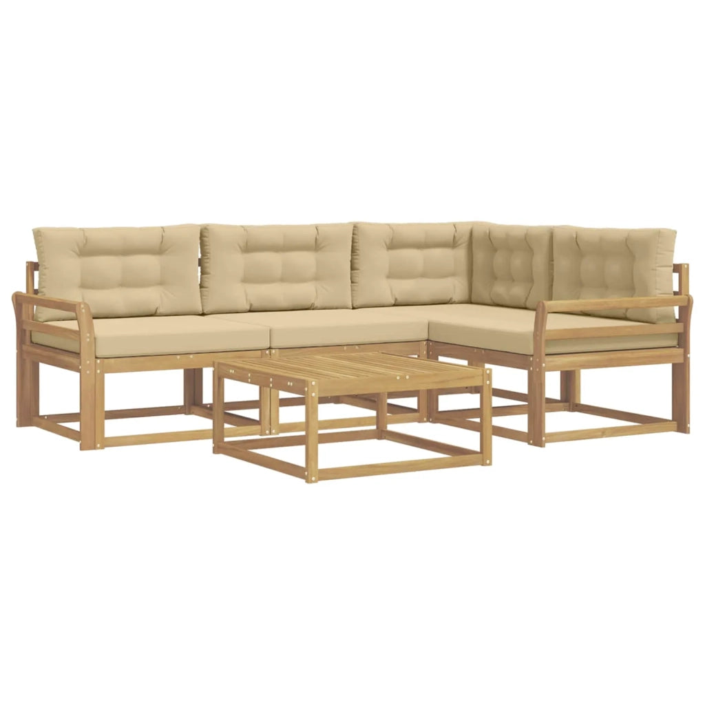 Set di divani da esterno 5 pcs Bianco e Beige 79 x 79 x 37 cm