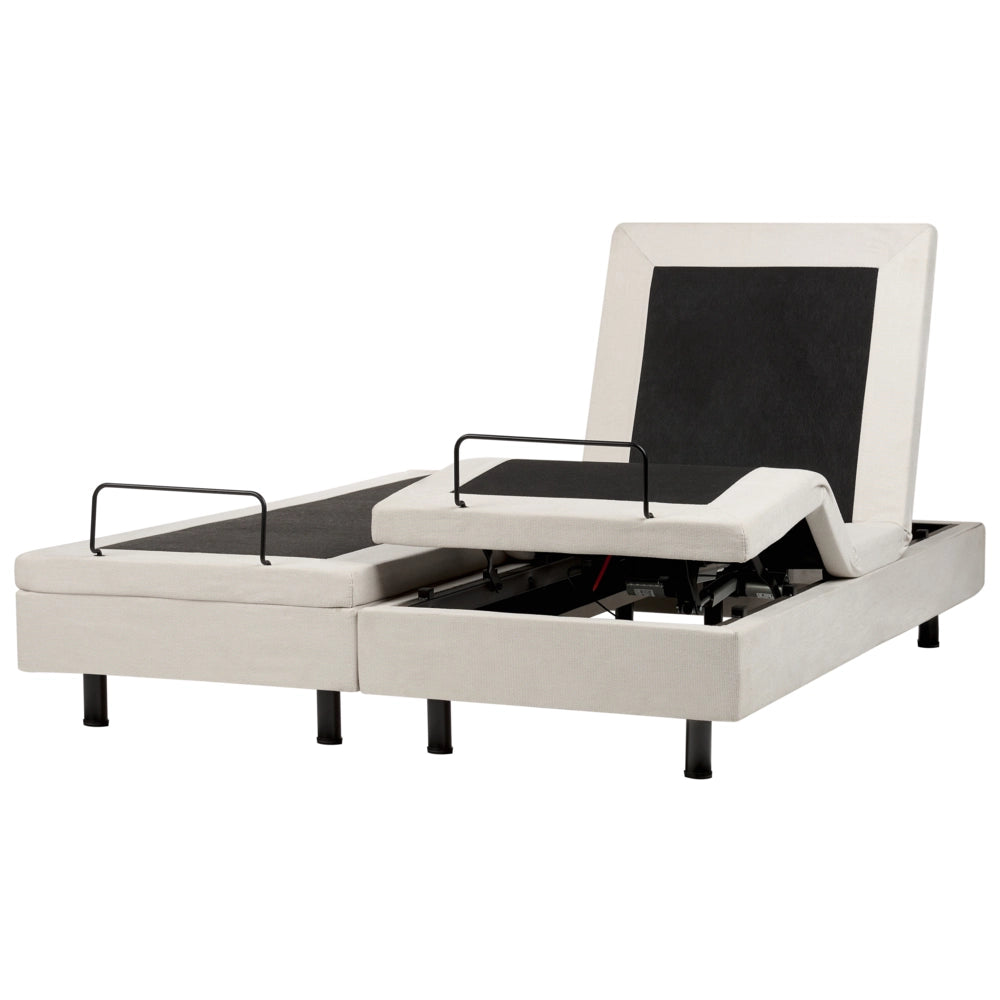 Letto elettrico matrimoniale tessuto beige chiaro  regolabile con telecomando senza testiera 160x200 cm stile moderno