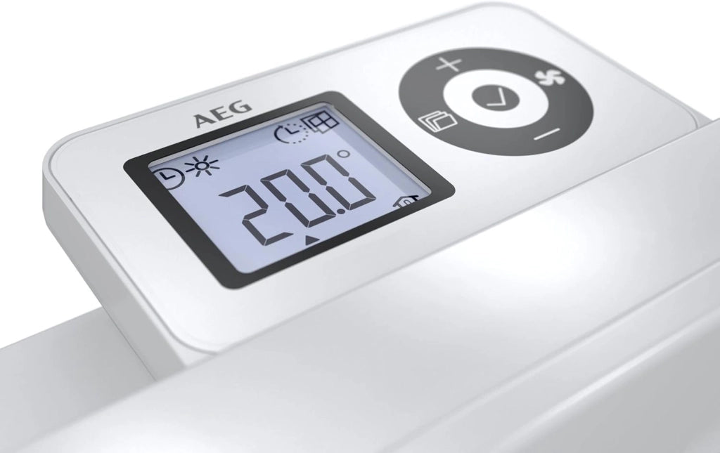 casa Technik 236534 parete Termoconvettore WKL 1505 per circa 15 m², Riscaldamento 1500 W, 5 – 30 gradi C, da appendere a parete, Display LCD, Timer settimanale, Metallo, colore: bianco