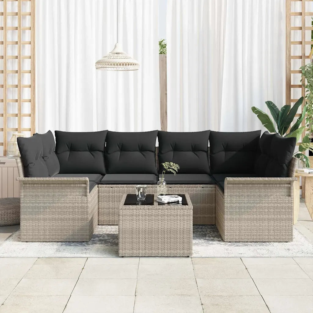 Set Divano da Giardino 7 pcs Grigio chiaro polyrattan 3345262