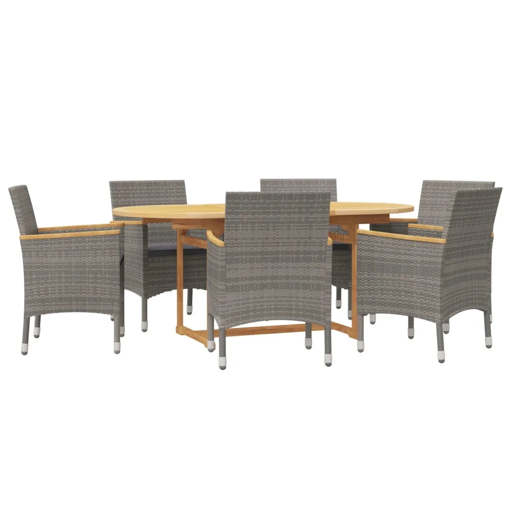 Set da Pranzo per Giardino 7 pz con Cuscini Grigio 3103597