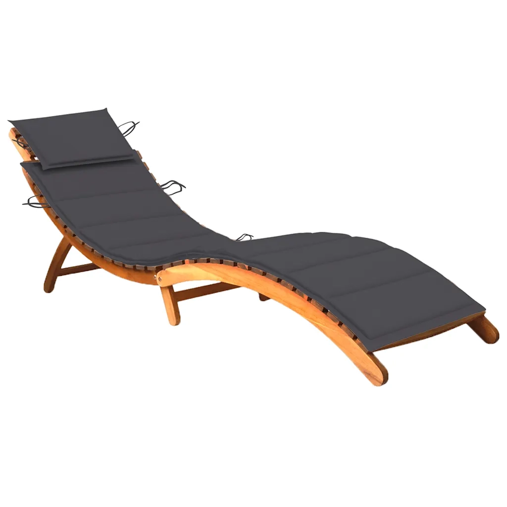 Lettino Prendisole da Giardino con Cuscino Massello di Acacia cod mxl 42256