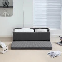 Panchina Pieghevole con Spazio di Archiviazione Capacità di 84 L 112x42x40 cm Rivestito in Velluto Piede del Letto per Soggiorno Camera da Letto Grigio