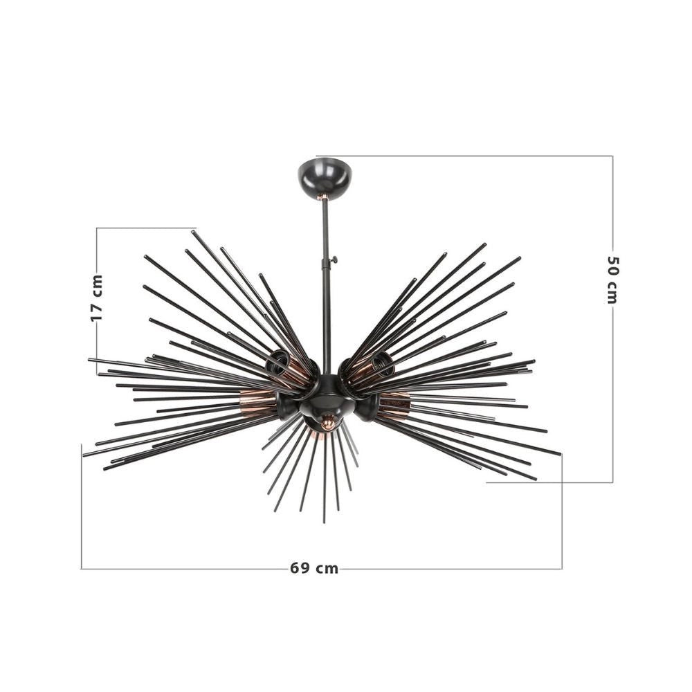 Lampada a sospensione a 5 luci metallo nero Salem MDL3806