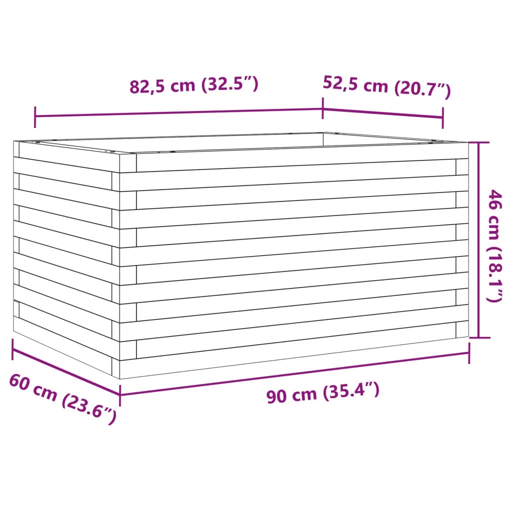 Fioriera | Cassetta per fiori | Vaso da Giardino 90x60x46 cm in Legno Massello di Pino