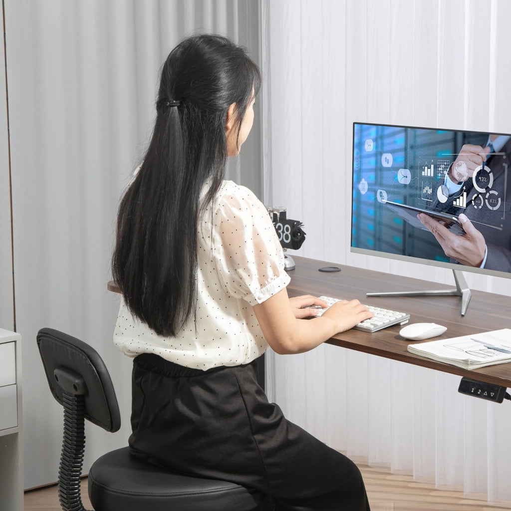 Sedia da ufficio ergonomica girevole in pelle sintetica con poggiapiedi regolabile nera 52 × 52 × 78-92 cm