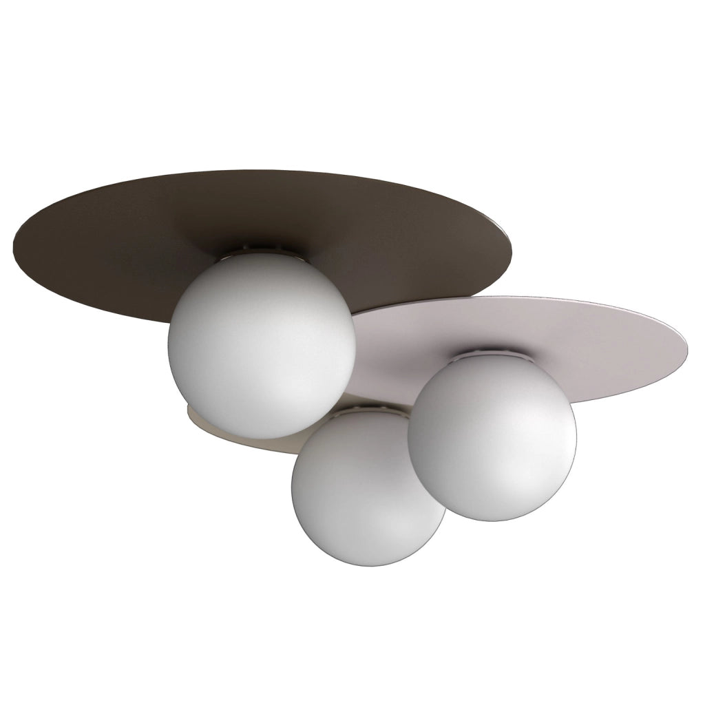 Plafoniera Flat 3xE27 beige marrone sfere bianche Luminex
